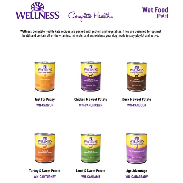 [mPets] Wellness Complete Health Canned Wet Food for Dogs - Pate, Stew (12.5oz) & Topper (13.2oz) [LOCAL SG DELIVERY]