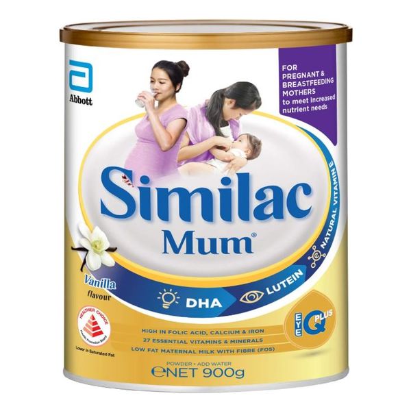 【mkids】【Abbott】Abbott Similac Mum Low Fat Maternal Milk Powder with Fibre - Vanilla 900g, Vanilla, 900 g 【LOCAL SG DELIVERY】