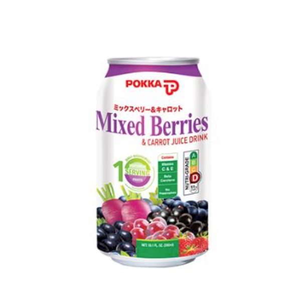 [mfoods] Bundle of 2 cartons Pokka Can Drink - Mixed Berries & Carrot Fruit Juice 300ml x 24 cans [LOCAL SG DELIVERY]