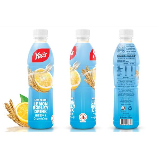 [mfoods] Bundle of 2 cartons Yeo's Bottled Drinks - Lemon Barley Drink 380ml x 24 bottles [LOCAL SG DELIVERY]