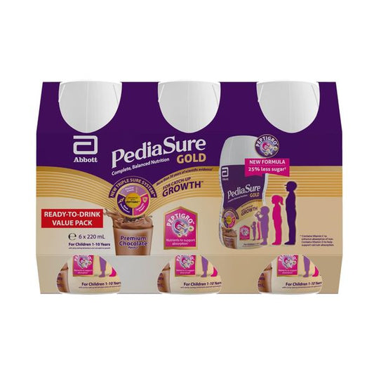【mobileaid】【PediaSure】[Bundle of 4] PediaSure Gold with Peptigro - Ready to Drink -  6x220ml【LOCAL SG DELIVERY】