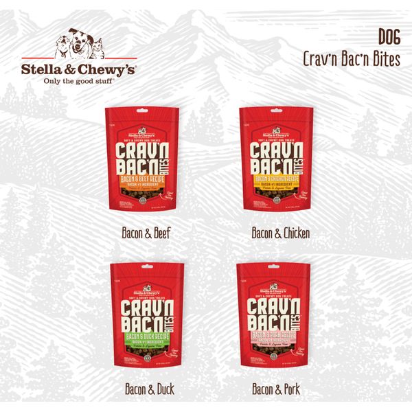 [mPets] Stella & Chewy's Crav'n Bac'n Bites Dog Treats - 3 Calories Treat for Training (8.25 oz Bag) [LOCAL SG DELIVERY]