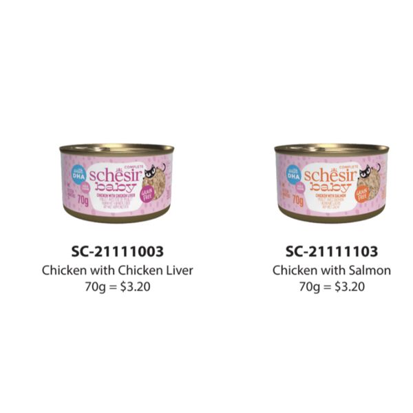 [mPets] Schesir Schesir Baby Range - Wholefood (Fillets) Canned Kitten Food (70g Tin) [LOCAL SG DELIVERY]