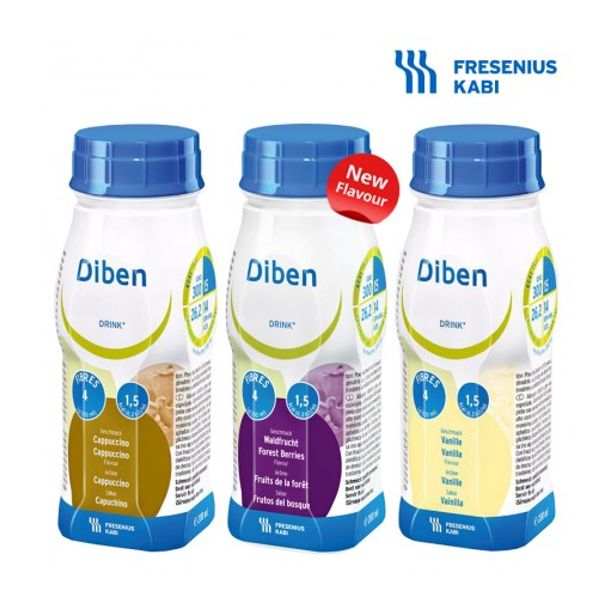 [mobileaid] Fresubin Diben Vanilla/Cappuccino/Forest Berries 200ml Milk (carton of 24 bottles) [LOCAL SG SELLER]