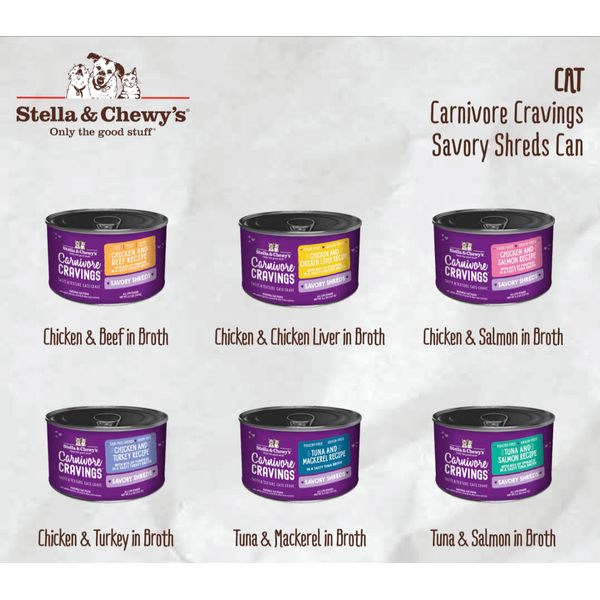 Stella & Chewy's Carnivore Cravings Cat Savoury Shreds - Suitable for All Ages (5.2oz Can)