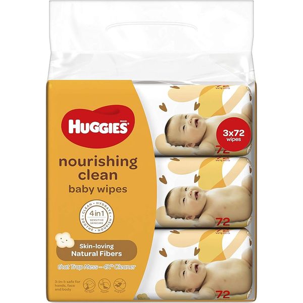 Huggies Nourishing Clean Baby Wipes 3x72's – view 2