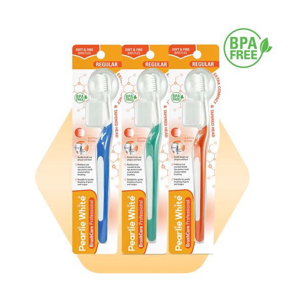 Pearlie White Professional Ortho/Regular Soft Toothbrush Triple Pack