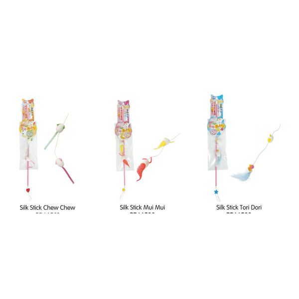 [mPets] Petz Route Cat Toys - Silk Stick Chew Chew/Mui Mui/Tori Dori/Chewing Silicon Gold Fish/Rod Toy Jump/Silk Toy Rolling [LOCAL SG DELIVERY]