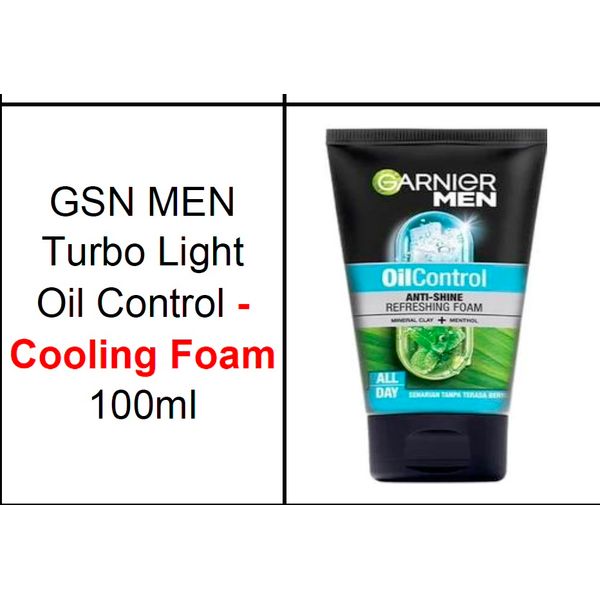 [Dermaceutica] Garnier Men Turbo Light Oil Control - Cooling Foam/Icy Scrub/3-in-1 Charcoal/Super Duo/Super Duo Blue 100ml [LOCAL SG DELIVERY]