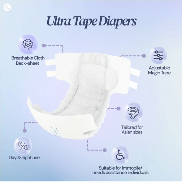 [mobileaid] Aire Adult Ultra Tape Diapers - Size S/M/L/XL 12's per pack [LOCAL SG DELIVERY]