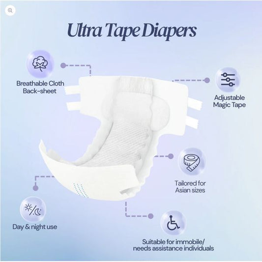 [mobileaid] Aire Adult Ultra Tape Diapers - Size S/M/L/XL 12's per pack [LOCAL SG DELIVERY]
