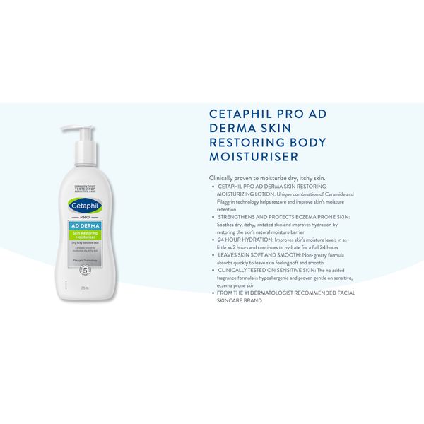 [Dermaceutica] Cetaphil Pro Ad Derma Skin Restoring Moisturiser 295ml (For Eczema) [LOCAL SG DELIVERY]
