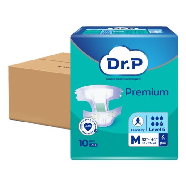 [mobileaid] Dr. P Premium Lv6 Adult Tape Diaper M Size, (8 x 10's) [LOCAL SG DELIVERY]
