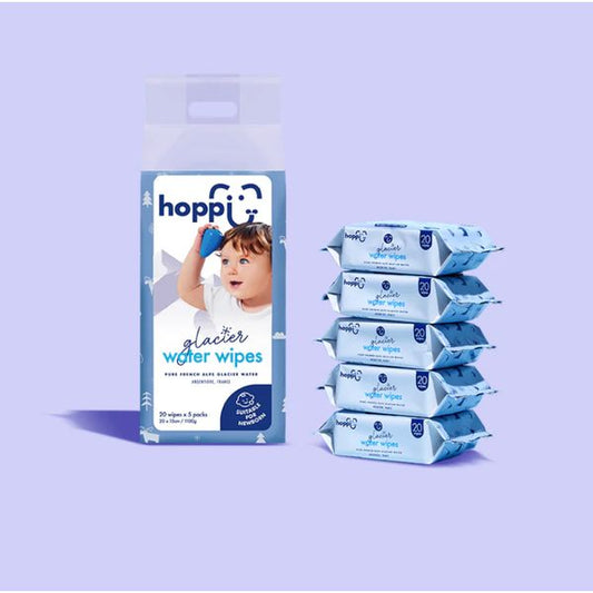 [mkids] hoppi Glacier Water Wipes (20 Wipes x 5 per set) [LOCAL SG DELIVERY]