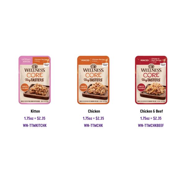 [mPets] Wellness CORE Wet Food Tiny Tasters (Pate/Minced/Flaked) for Cats [LOCAL SG DELIVERY]