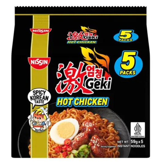 [mfoods] Nissin Geki Hot Chicken 5 x 59gm /Hot Carbonara 5 x 63gm [LOCAL SG DELIVERY]