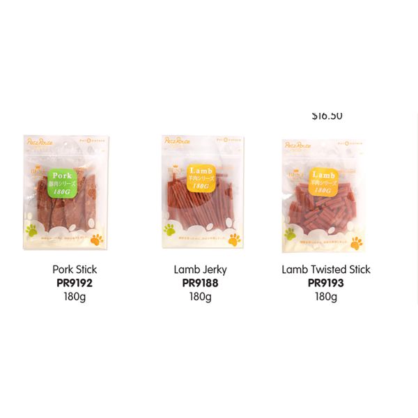 [mPets] Petz Route Dog Treats - Pork Stick/Lamb Jerky/Lamb twisted Stick/Fish Twisted Stick 180g [LOCAL SG DELIVERY]