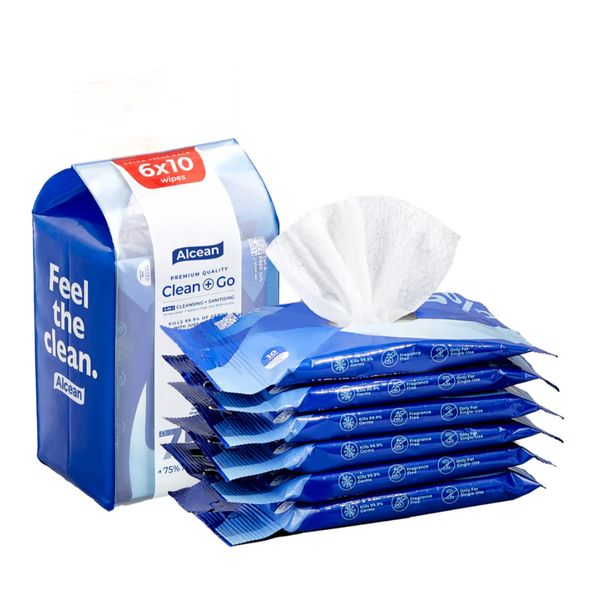Alcean 10 wipes (Bundle of 6) - 75% Alcohol Classic Wipes – view 3