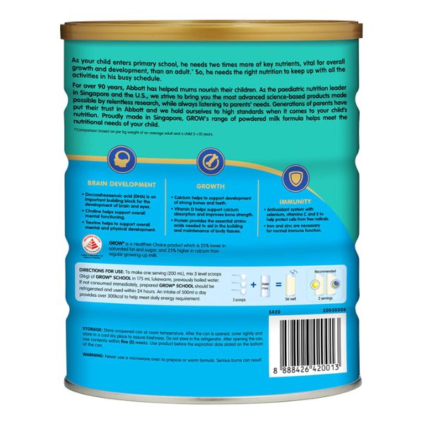 Abbott Grow Stage 5 Growing-up Milk Formula, 6-12 years, 900g x 6 tins – view 6