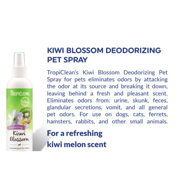 [mPets] TropiClean Baby Powder/Kiwi Blossom/Papaya Mist/Pure Plum/Lime & Coconuit/Berry Breeze Deodorizing Pet Spray [LOCAL SG DELIVERY]