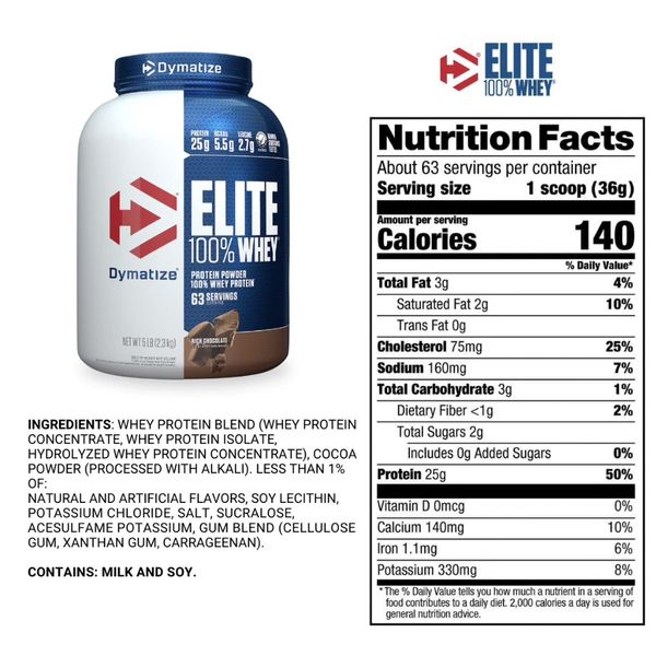[mfoods] Dymatize, Elite 100% Whey Protein Powder, Quick Absorbing for Optimal Muscle Recovery, Various Flavors, 2-5lbs  [LOCAL SG DELIVERY]