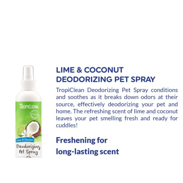 [mPets] TropiClean Baby Powder/Kiwi Blossom/Papaya Mist/Pure Plum/Lime & Coconuit/Berry Breeze Deodorizing Pet Spray [LOCAL SG DELIVERY]
