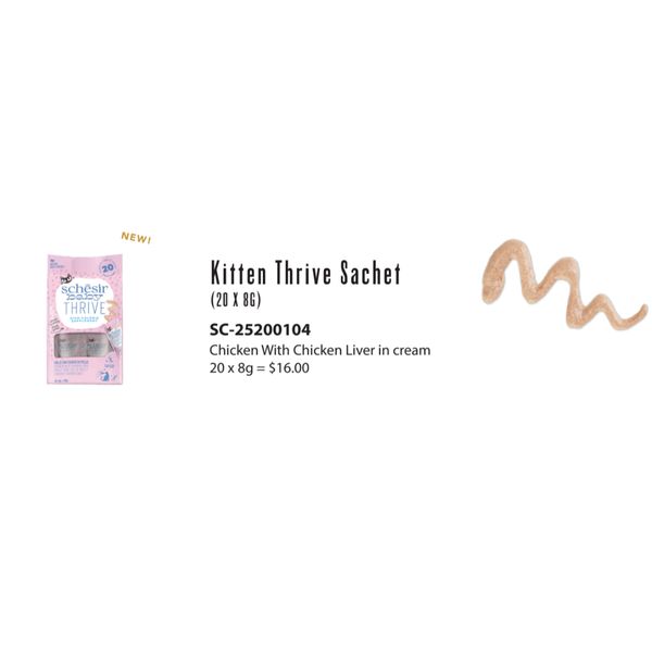 [mPets] Schesir Kitten Thrive Sachets - Chicken with Chicken Liver in cream - Schesir Baby Range - Energy Supplement for Underweight or Losing Weight Kittens (20 x 8g sachets) [LOCAL SG DELIVERY]