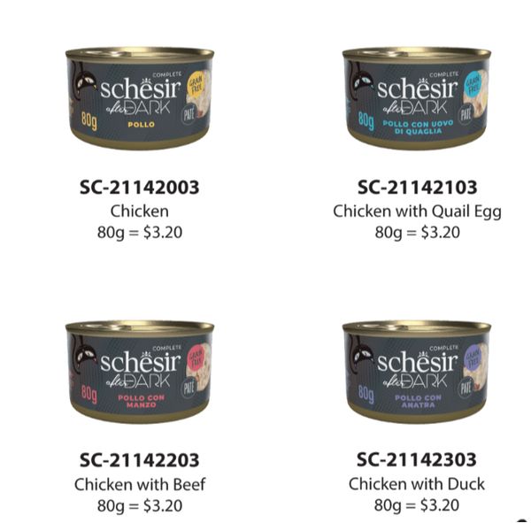 [mPets] Schesir Cat Pate - After Dark Range - Minimally Processed, High Protein Content, Rich Organ Meats (80g Tin) [LOCAL SG DELIVERY]