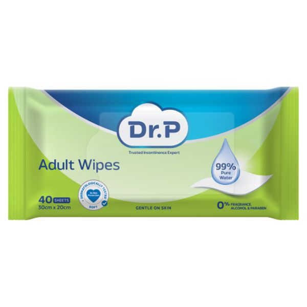 [mobileaid] Dr. P Adult Wipes - 40 Sheets (30cm x 20cm) x 12pkts [LOCAL SG DELIVERY]