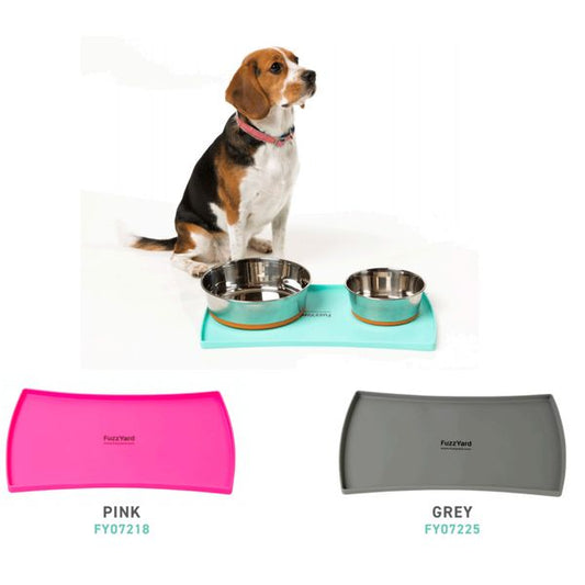 [mPets] FuzzYard Silicon Feeding Mat Pink/Grey/Teal [LOCAL SG DELIVERY]