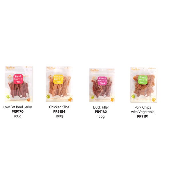 [mPets] Petz Route Dog Treats - Low Fat beef Jerky/Chicken Slice/Duck Fillet/Pork Chips with Vegetable/Pork Dumbbell 180g [LOCAL SG DELIVERY]