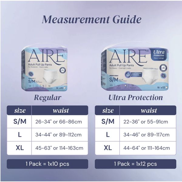 [mobileaid] Aire Adult Pull Up Ultra Pants- Size S/M/L/XL 12's per pack [LOCAL SG DELIVERY]