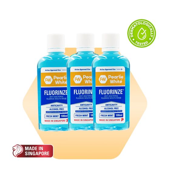 [mobileaid] Pearlie White Fluorinze Anti-bacterial Fluoride Mouth Rinse 100ml - Triple Pack [LOCAL SG DELIVERY]