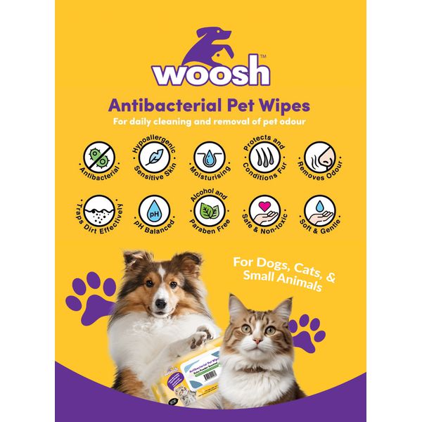[mPets] Woosh Antibacterial Pet Wipes - Multiple Scents Available (100 Sheets) [LOCAL SG DELIVERY]