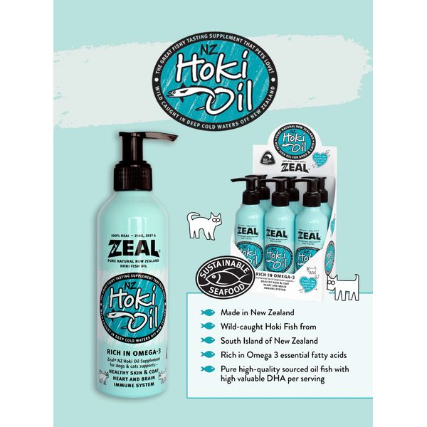 [mPets] Zeal Hoki Oil Omega 3 Rich Supplement For Dogs & Cats (225ml Bottle/ 225ml x 6 Bottle Carton) [LOCAL SG DELIVERY]