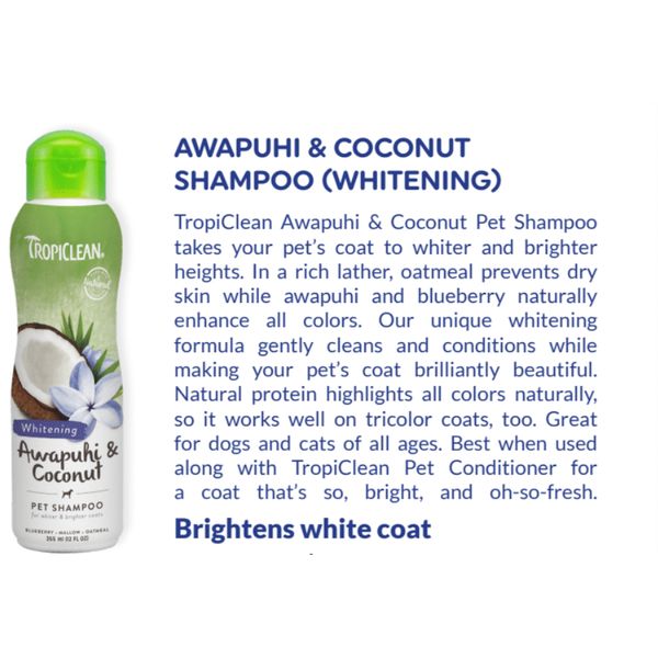 [mPets] TropiClean Gentle Coconut/Awapuhi/Berry/Lime Coconut Shampoo for Pets [LOCAL SG DELIVERY]