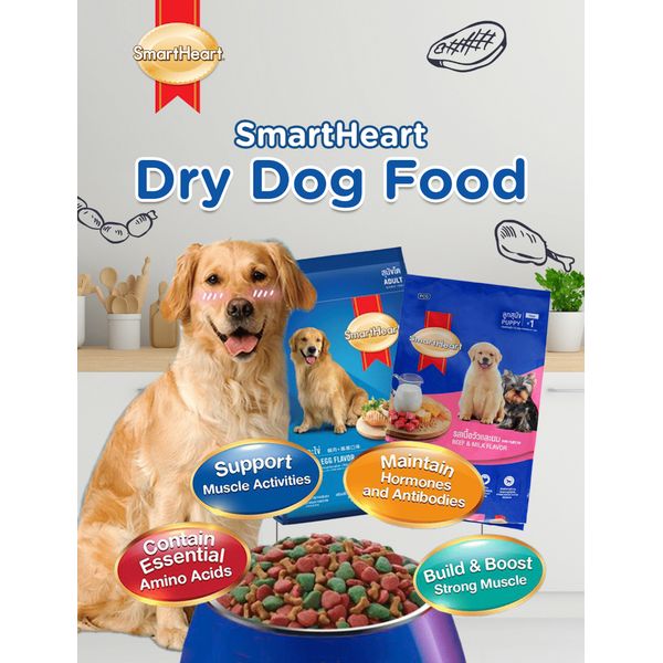 [mPets] SmartHeart Dry Dog Food - Adult/Puppy/Small Breed (1.3kg, 1.5kg, 1.7kg* bag) [LOCAL SG DELIVERY]