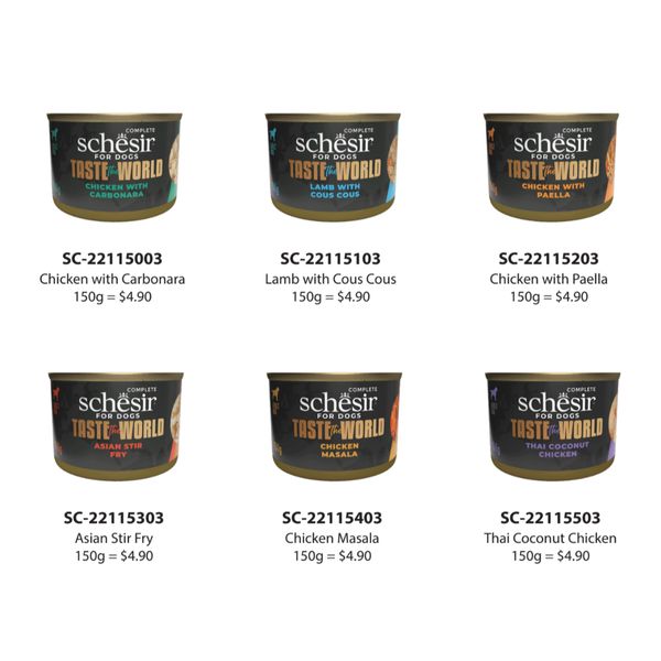 [mPets] Schesir Minimally Processed Canned Wet Dog Food - Taste the World Series (150g Tin) [LOCAL SG DELIVERY]