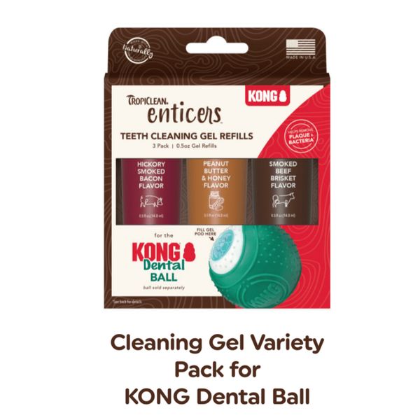 [mPets] TropiClean Enticers Dental Ball Kit for Dogs of Varying Sizes (Kong Ball + 1oz Cleaning Gel)* [LOCAL SG DELIVERY]