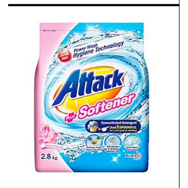Attack Detergent Plus Softener Powder 1.4kg Floral Romance/Sweet Floral 1.4kg OR 2.8kg – view 3