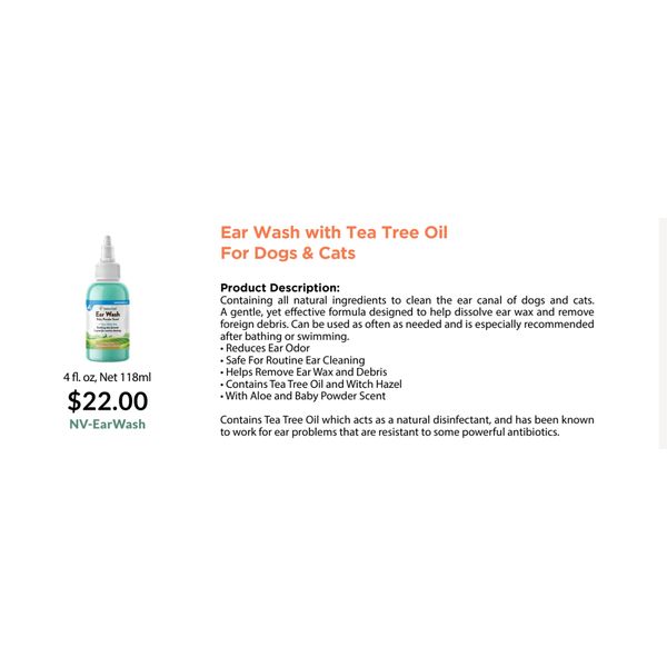 [mPets] NaturVet Ear Wash with Tea Tree Oil For Dogs and Cats 118ml [LOCAL SG DELIVERY]