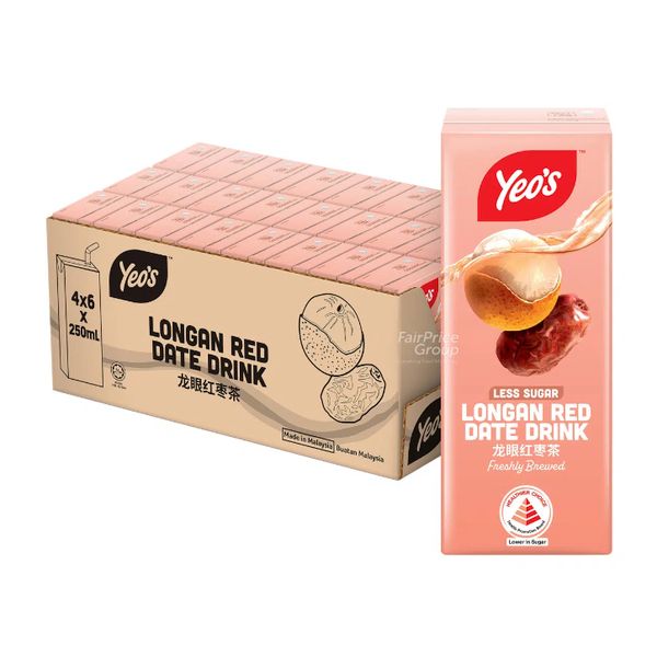 [mfoods] Bundle of 2 cartons Yeo's Packet Drinks - Longan Red Date Drink 250ml x 24 packets [LOCAL SG DELIVERY]