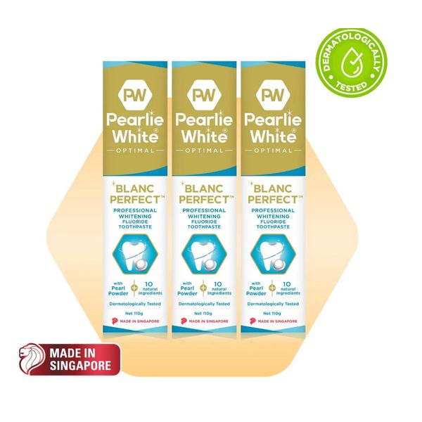 [mobileaid] Pearlie White Optimal Blanc Perfect Professional Whitening Fluoride Toothpaste 110g- Triple Pack [LOCAL SG DELIVERY]