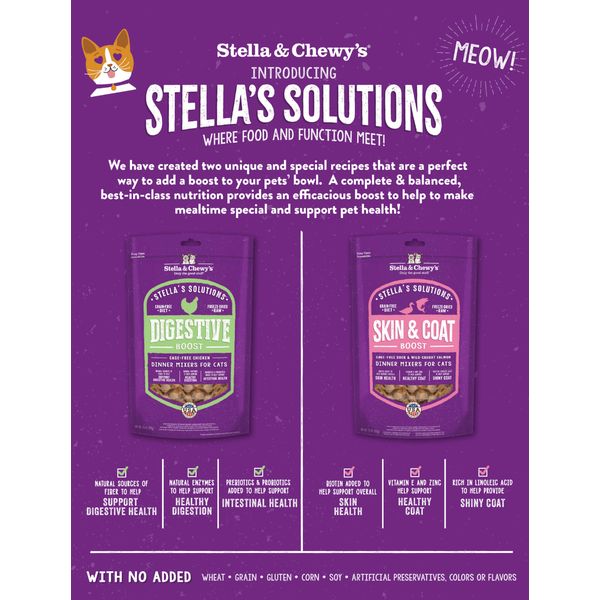[mPets] Stella & Chewy's Stella's Cat Solutions Dinner Mixer To Boost Health - Gluten Free(7.5oz Bag) [LOCAL SG DELIVERY]
