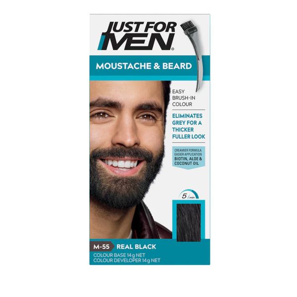 [mobileaid] JustForMen Brush-In Color Gel For Moustache & Beard - Dark Brown/Real Black [LOCAL SG DELIVERY]