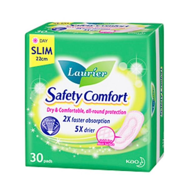 Laurier Safety Comfort Day Slim 22cm 30's/Wing 22.5cm 16's/Ultra Slim Wing 25cm 14's