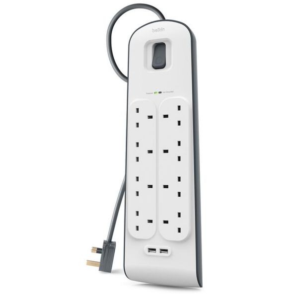 [mtech] BELKIN 4/6/8 OUTLET SURGE PROTECTION STRIP W/2USB PORT[LOCAL SG DELIVERY] - 8 Outlets