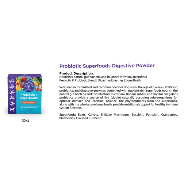 [mPets] NaturVet Probiotic Superfoods Digestive Powder 30's for Dogs [LOCAL SG DELIVERY]