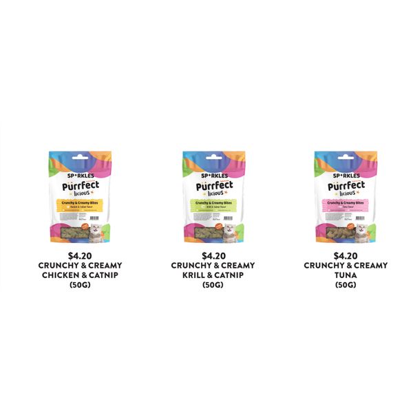 [mPets] Sparkles Crunchy & Creamy Cat Treats 50g [LOCAL SG DELIVERY]