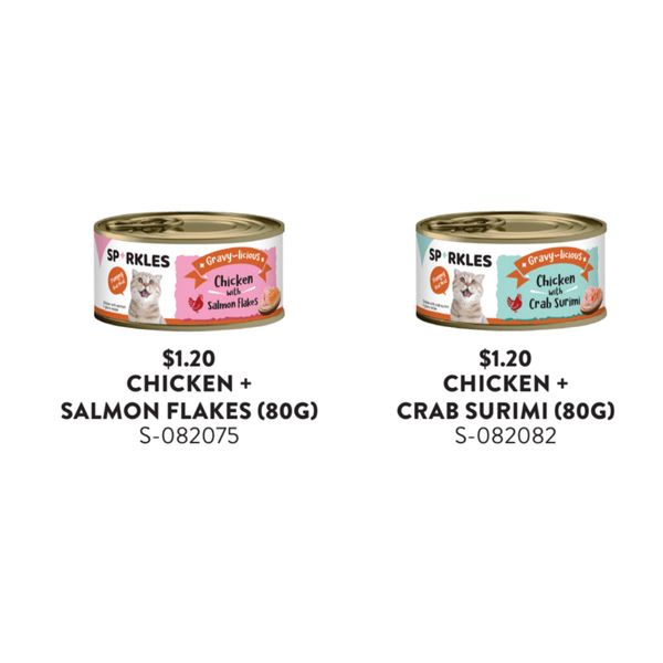 [mPets] Sparkles Cat Wet Food - Gravylicious - Added Taurine (80g Tin) [LOCAL SG DELIVERY]